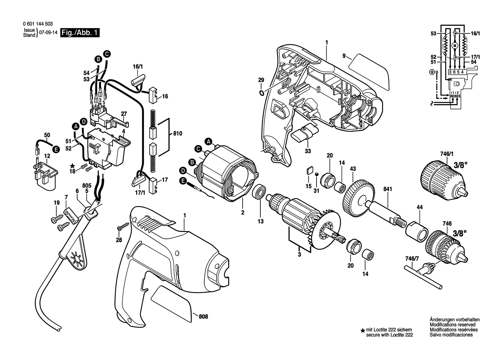 Bosch GBM 450 parts diagram, sheet 1
