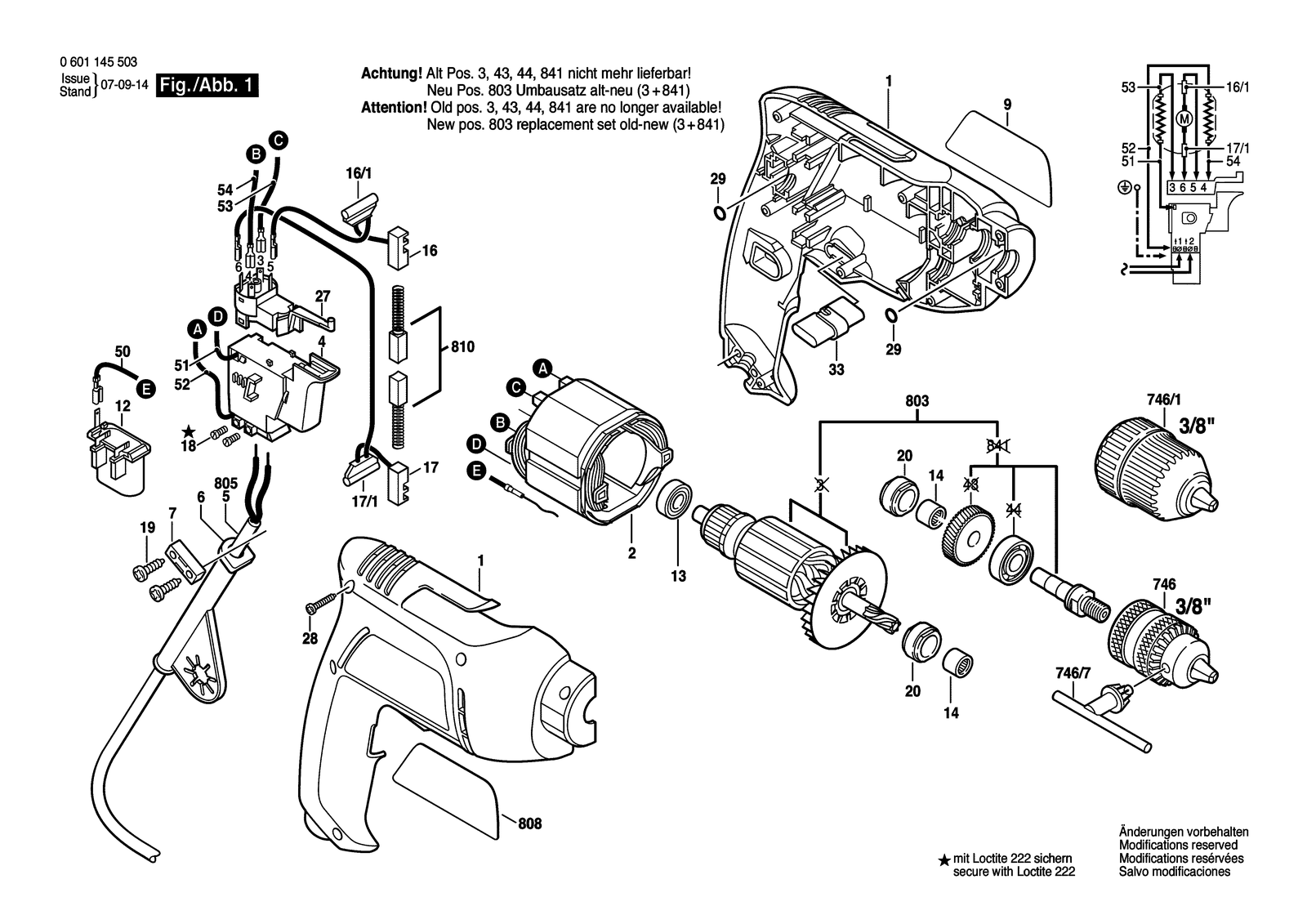 Bosch GBM 6 RE parts diagram, sheet 1