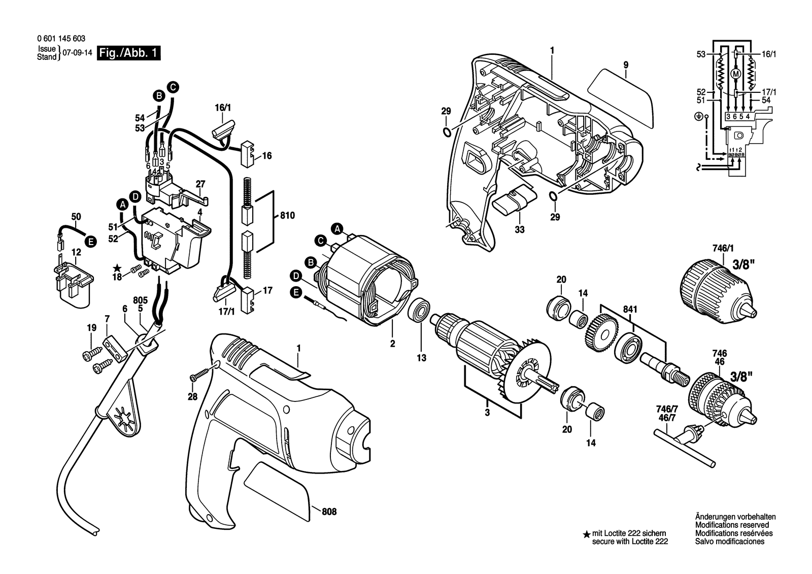 Bosch GBM 6 RE parts diagram, sheet 1