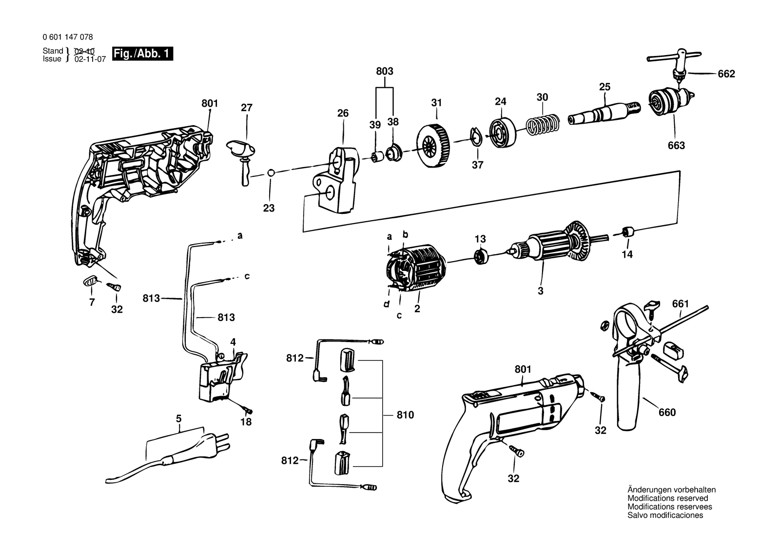 Bosch GSB 16-2 parts diagram, sheet 1
