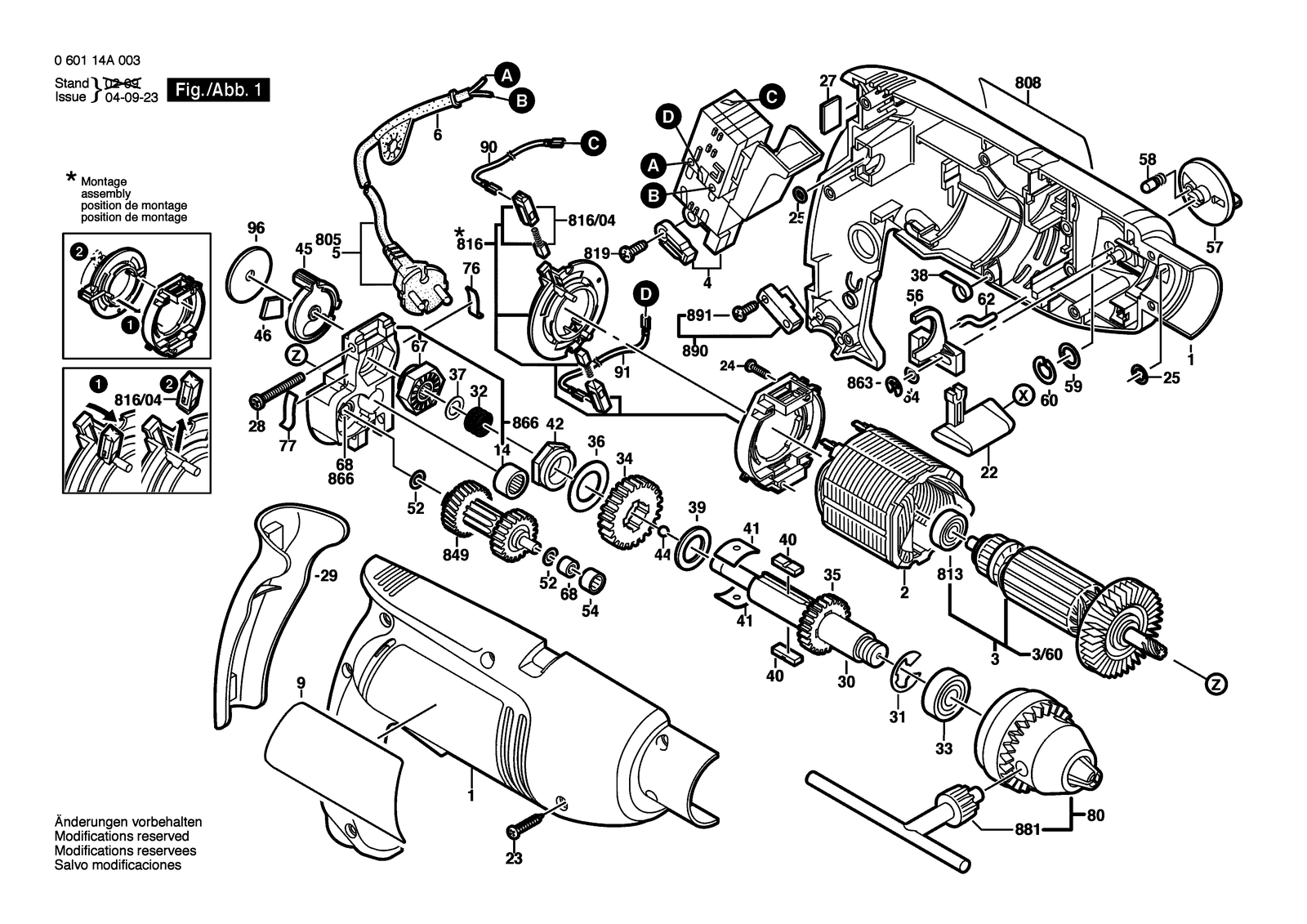 Bosch GSB 1800-2 parts diagram, sheet 1