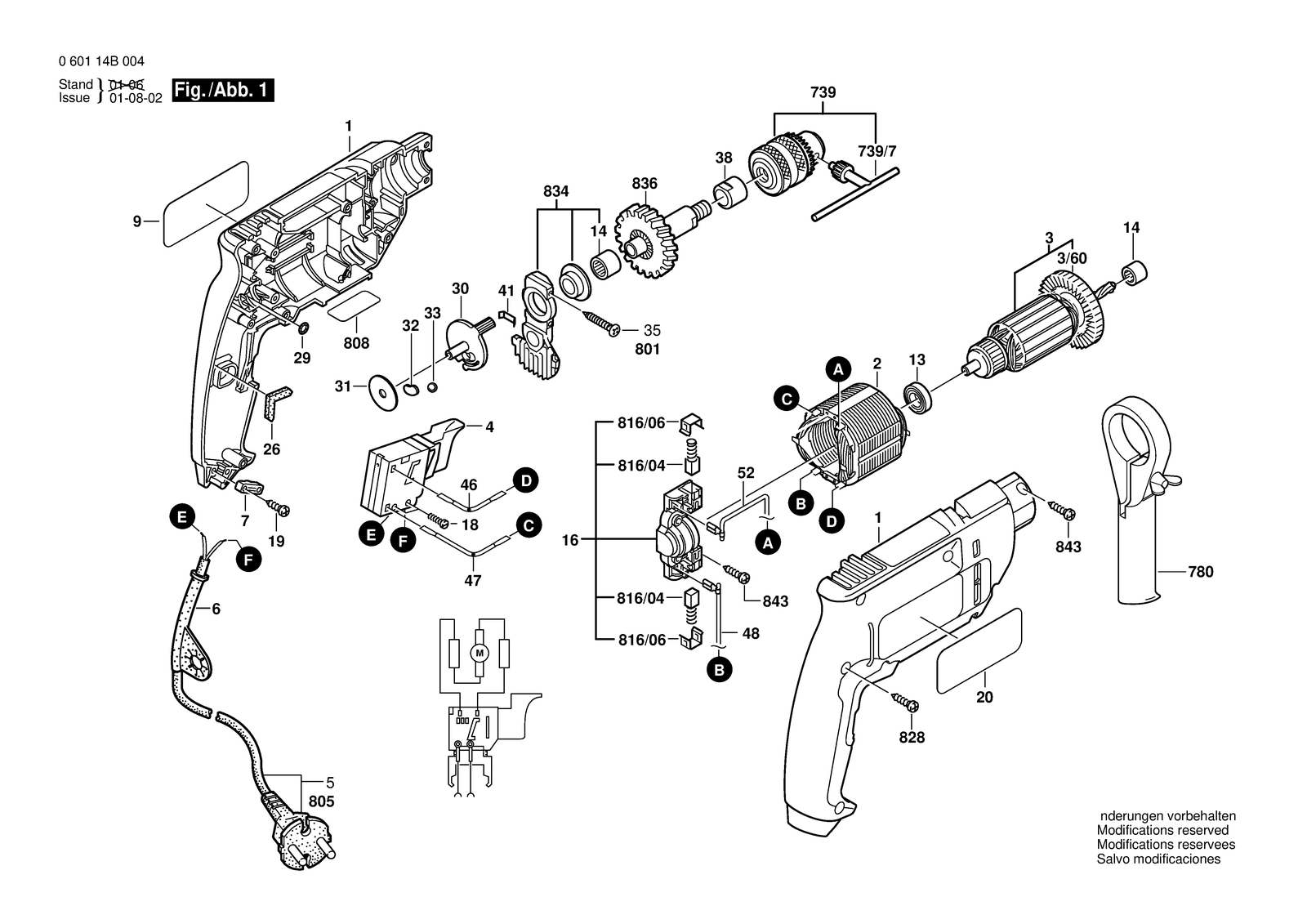 Bosch GSB 400 parts diagram, sheet 1