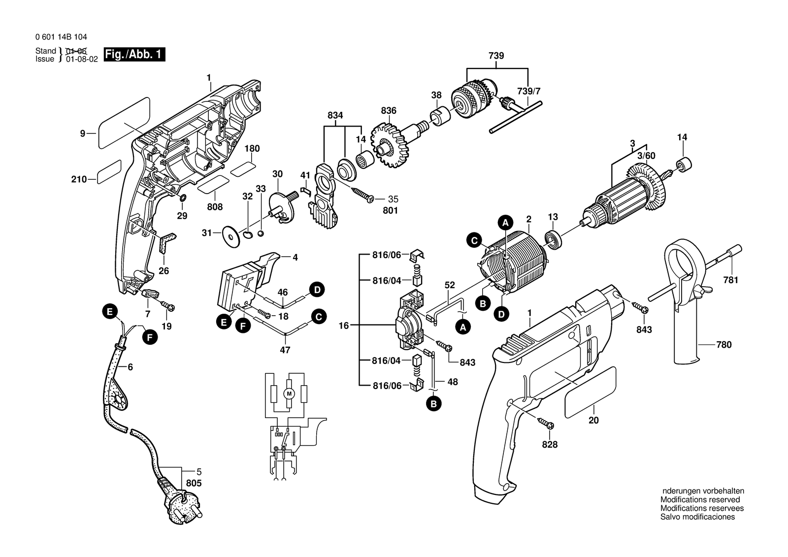Bosch GSB 400-2 parts diagram, sheet 1