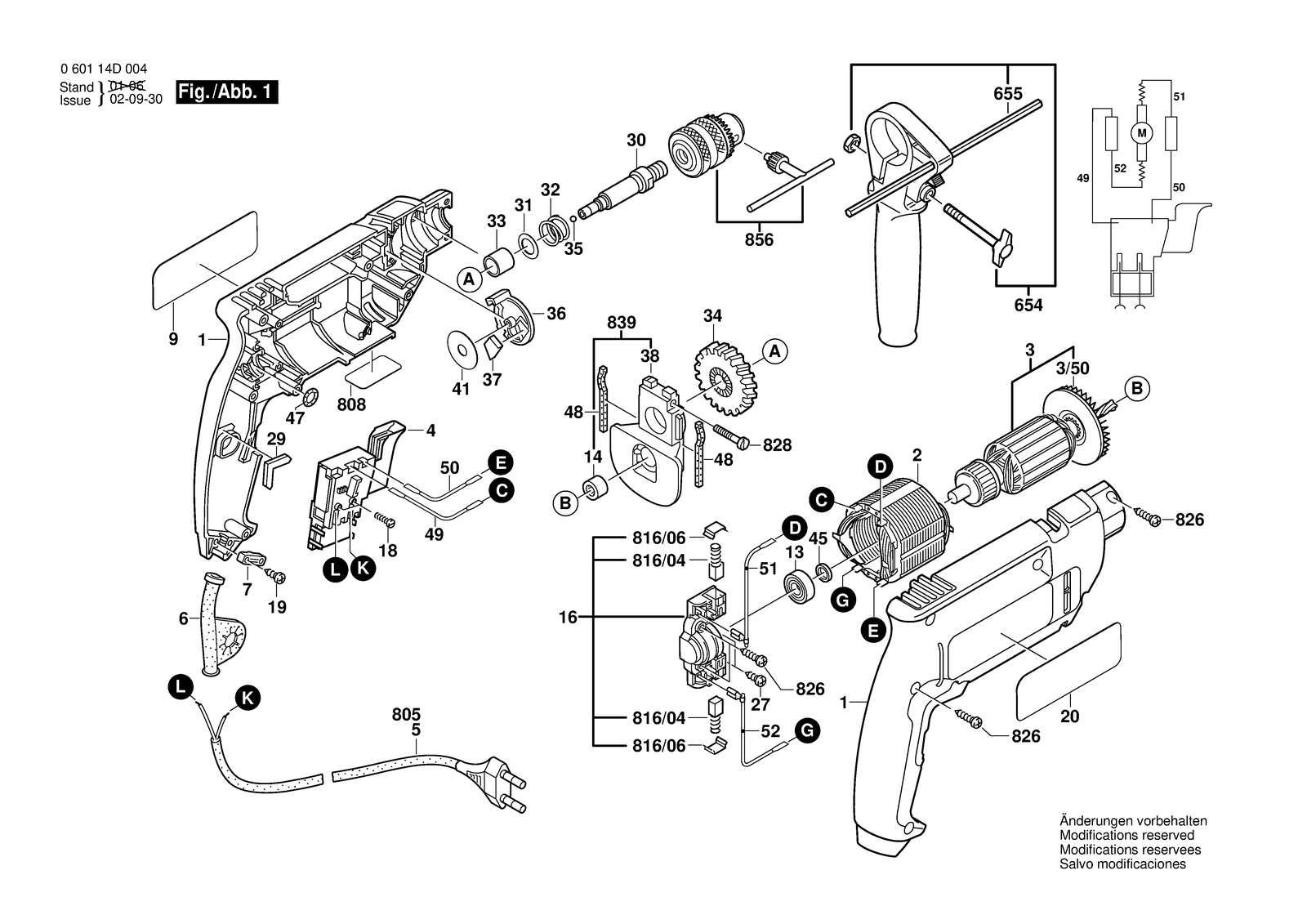 Bosch GSB 550-2 parts diagram, sheet 1