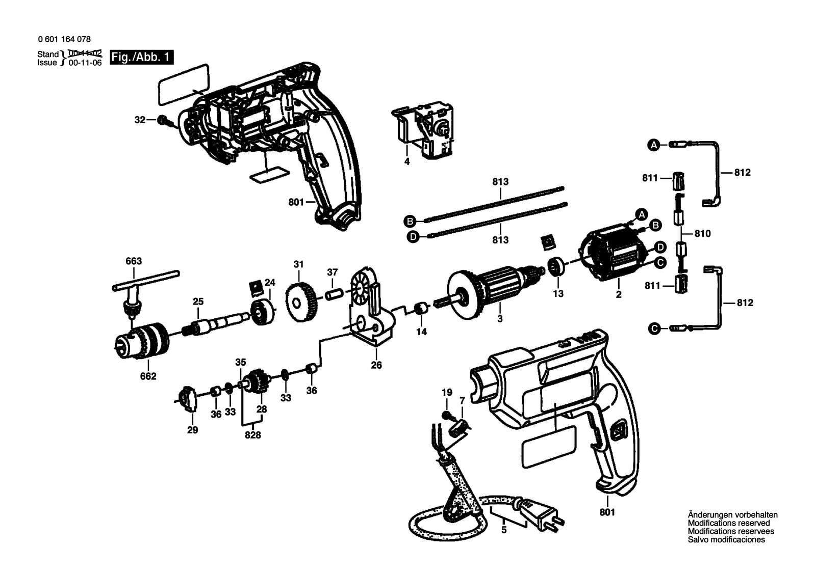Bosch GBM 550 parts diagram, sheet 1