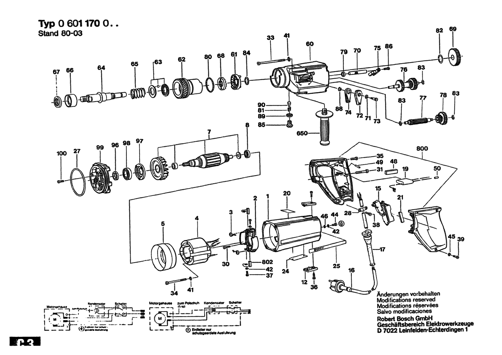 Bosch 0601170001 parts diagram, sheet 1