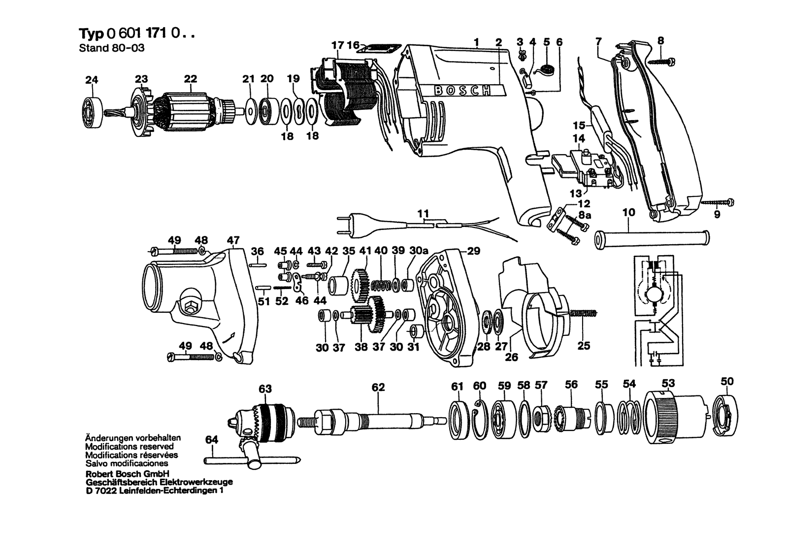 Bosch 0601171001 parts diagram, sheet 1