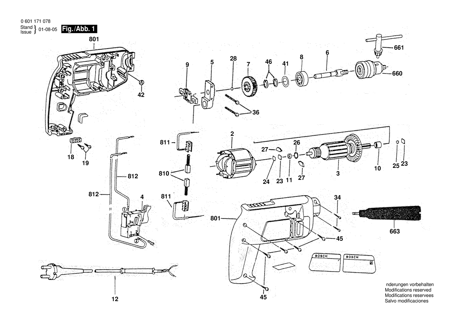 Bosch FURADEIRA parts diagram, sheet 1