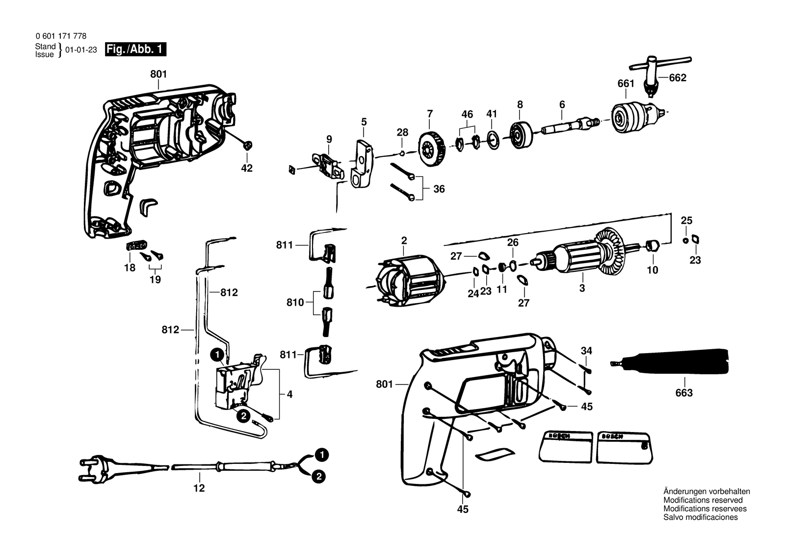 Bosch PSB 350 parts diagram, sheet 1