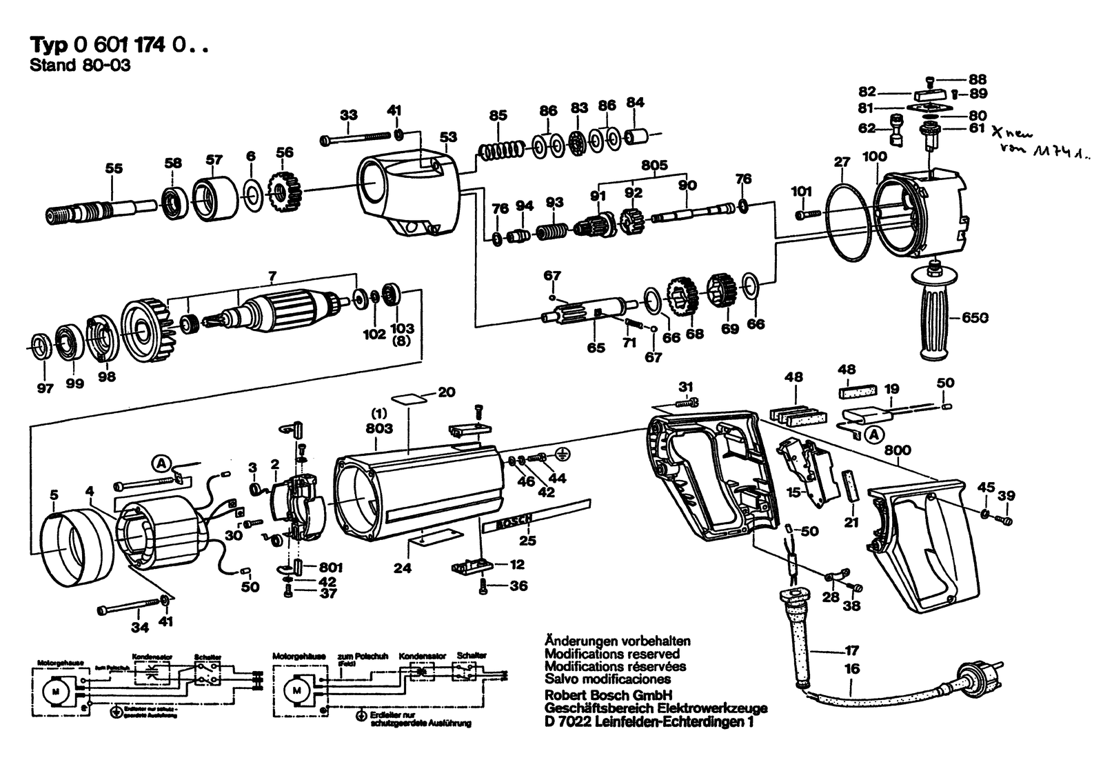 Bosch 0601174001 parts diagram, sheet 1