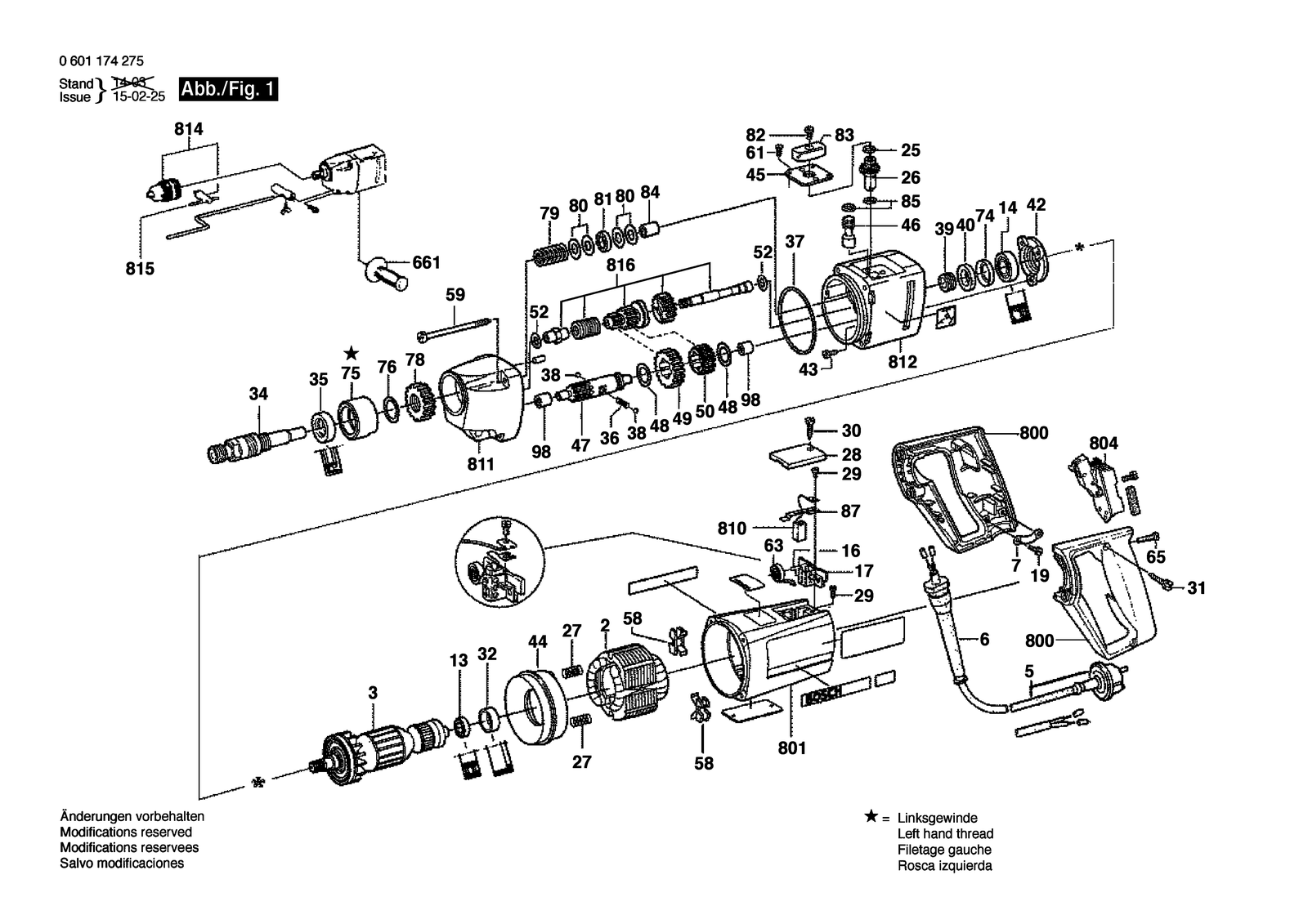 Bosch GSB 30-2 parts diagram, sheet 1