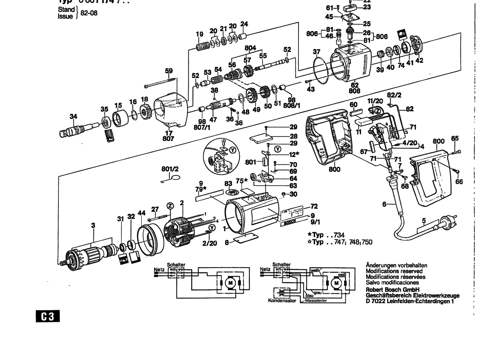 Bosch 1174.7 parts diagram, sheet 1
