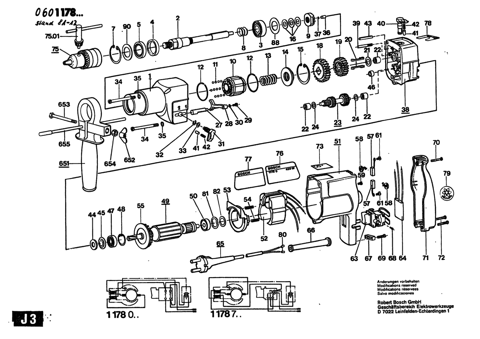 Bosch 0601178003 parts diagram, sheet 1