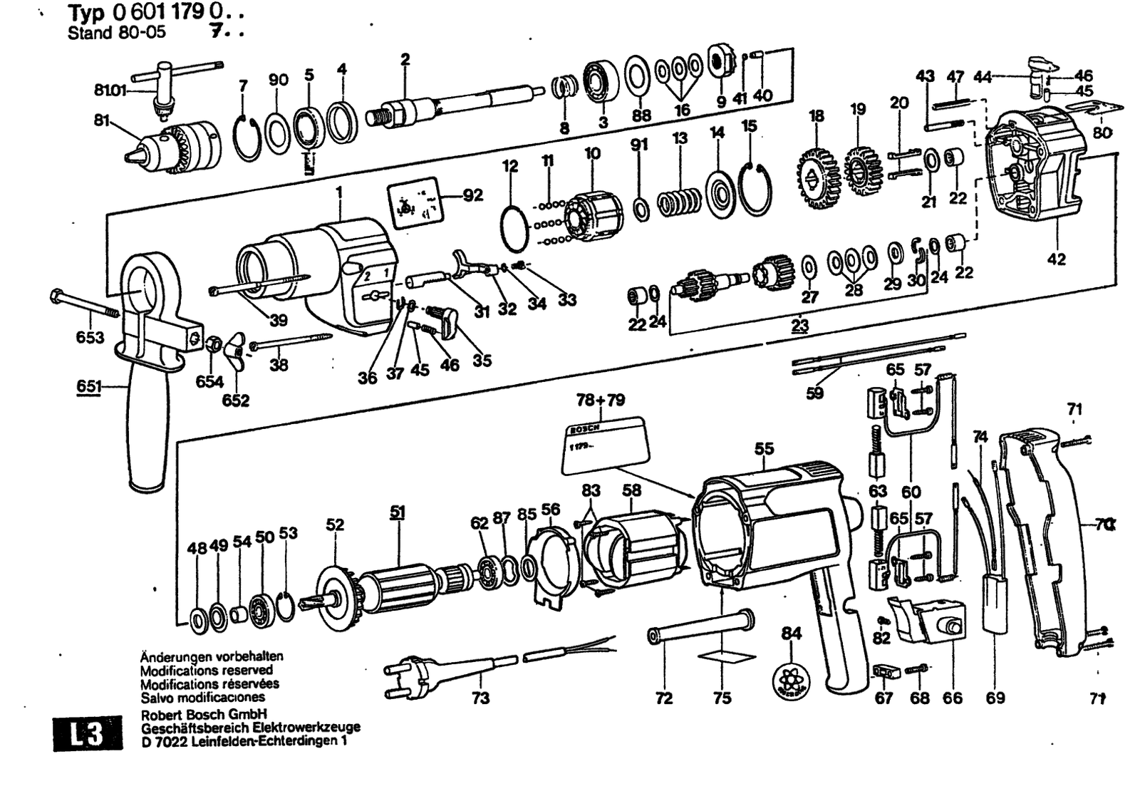 Bosch 0601179003 parts diagram, sheet 1