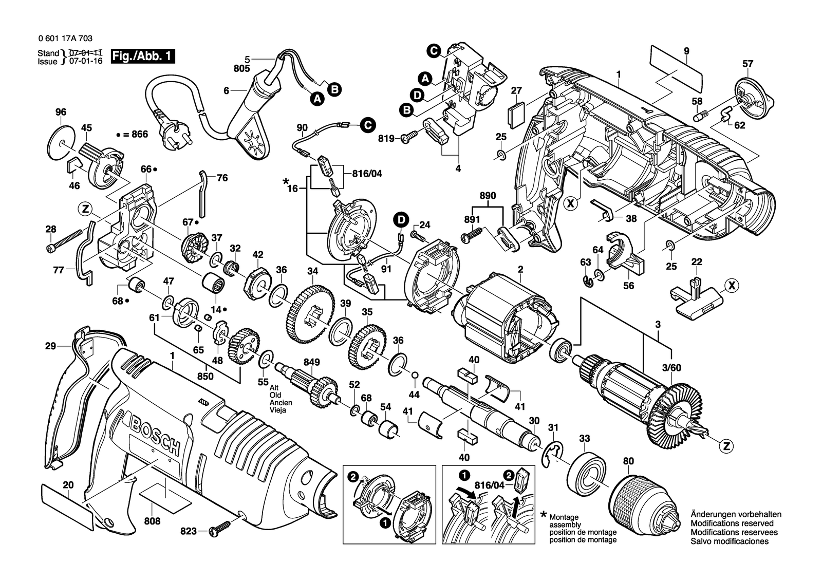 Bosch GSB 18-2 RE parts diagram, sheet 1