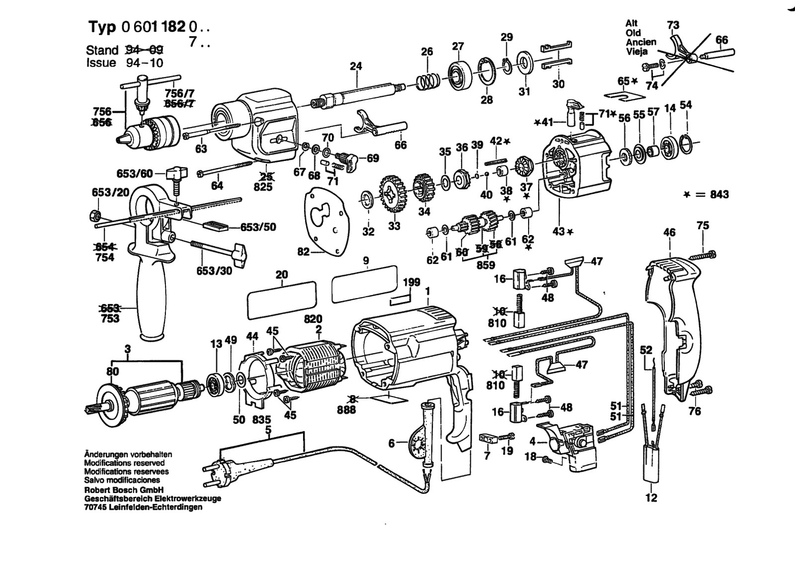 Bosch 1182 parts diagram, sheet 1