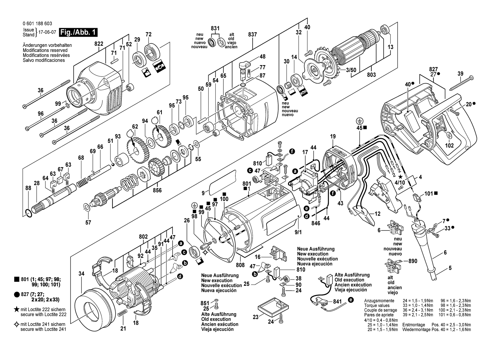 Bosch GDB 1600 DE parts diagram, sheet 1