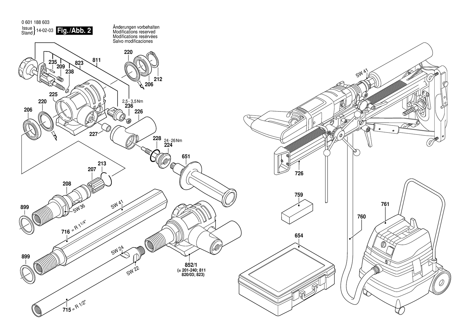 Bosch GDB 1600 DE parts diagram, sheet 2