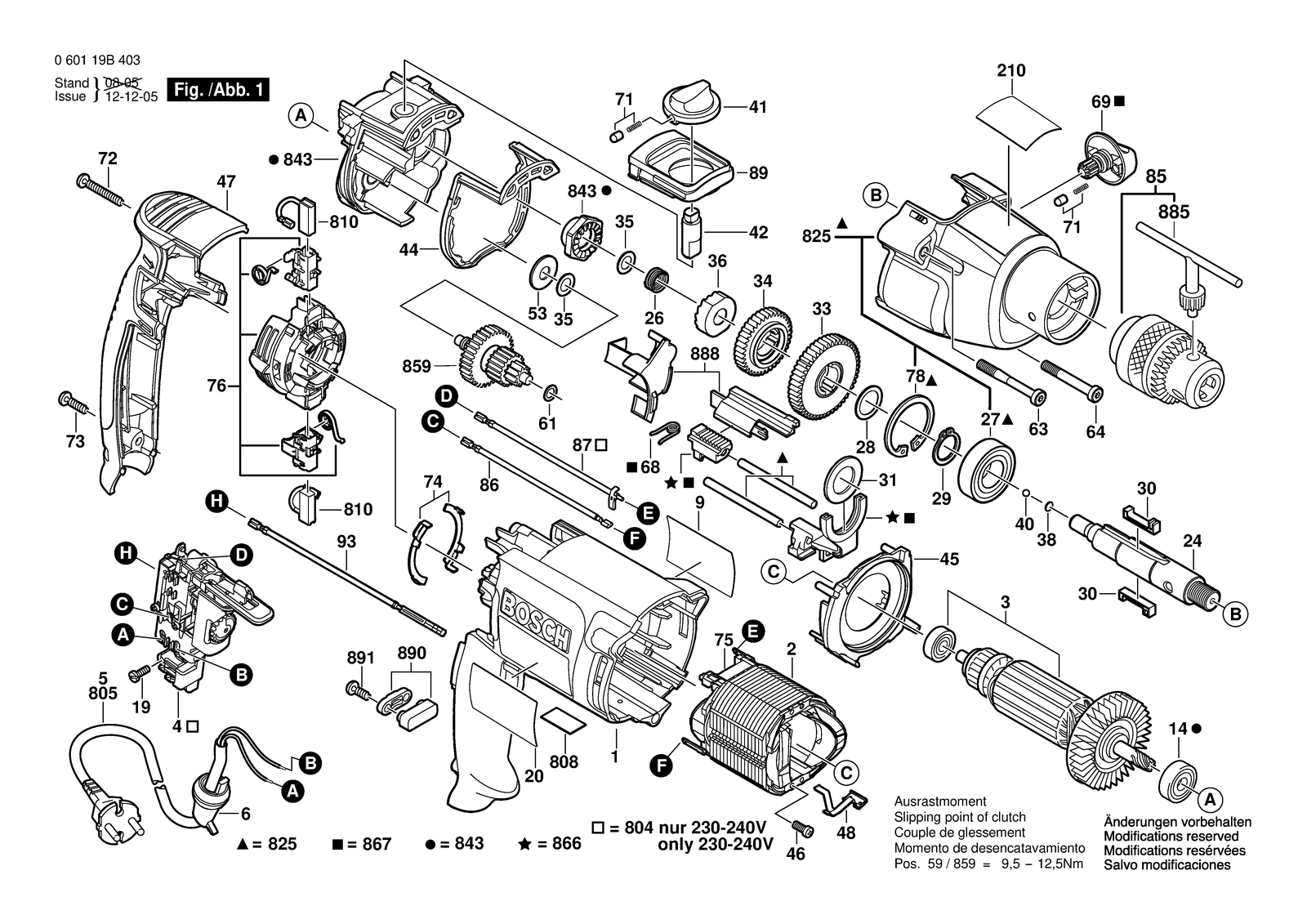 Bosch GSB 20-2 RE parts diagram, sheet 1