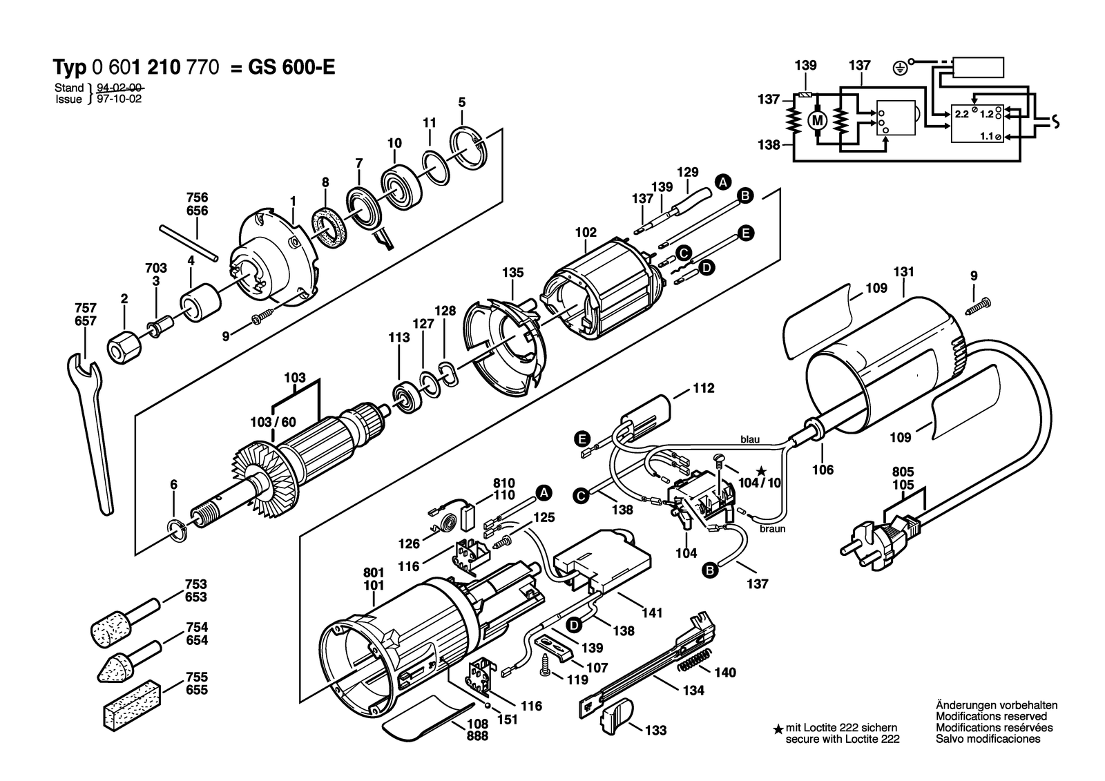 Bosch GS 600-E parts diagram, sheet 1