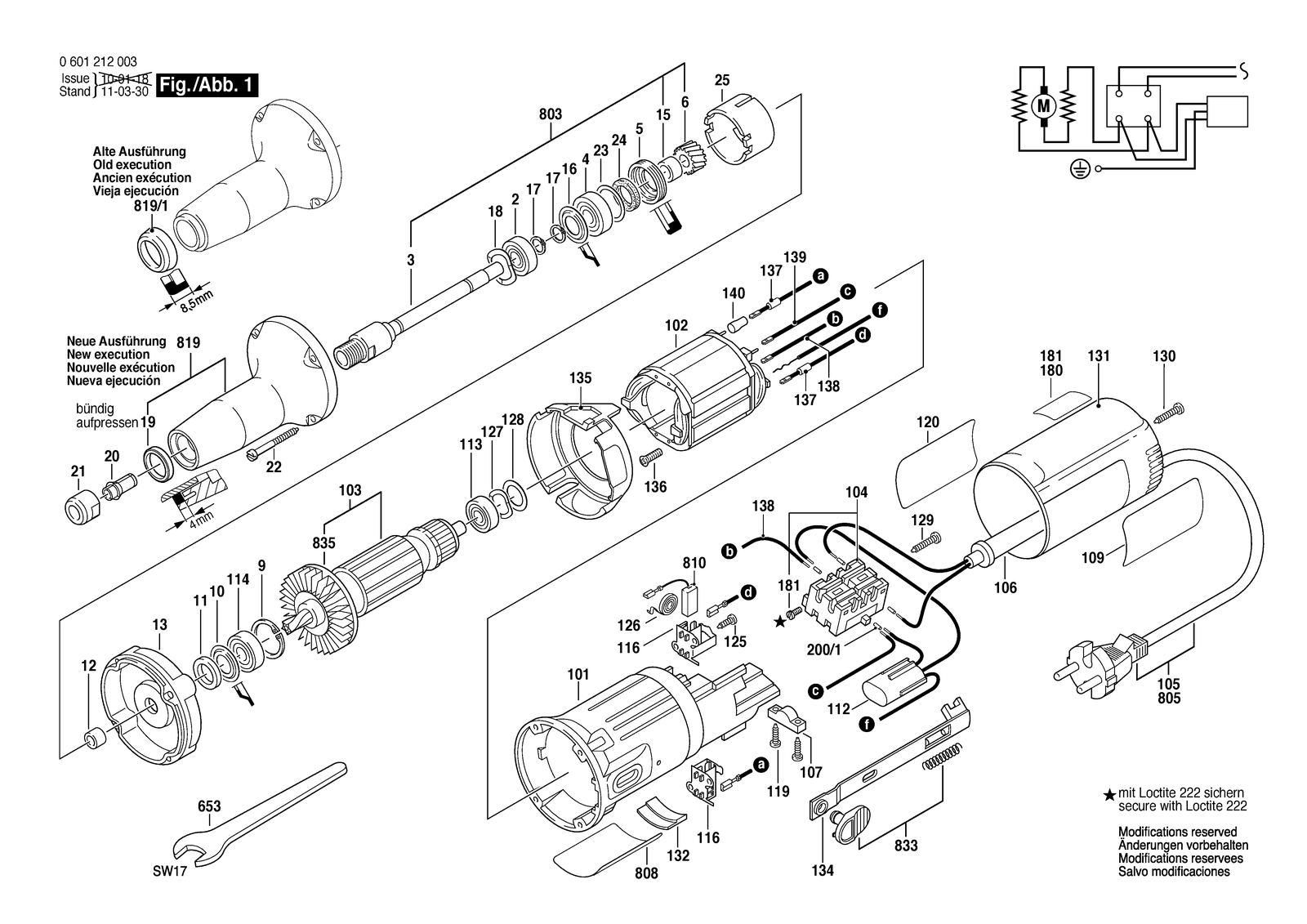 Bosch 1212 parts diagram, sheet 1