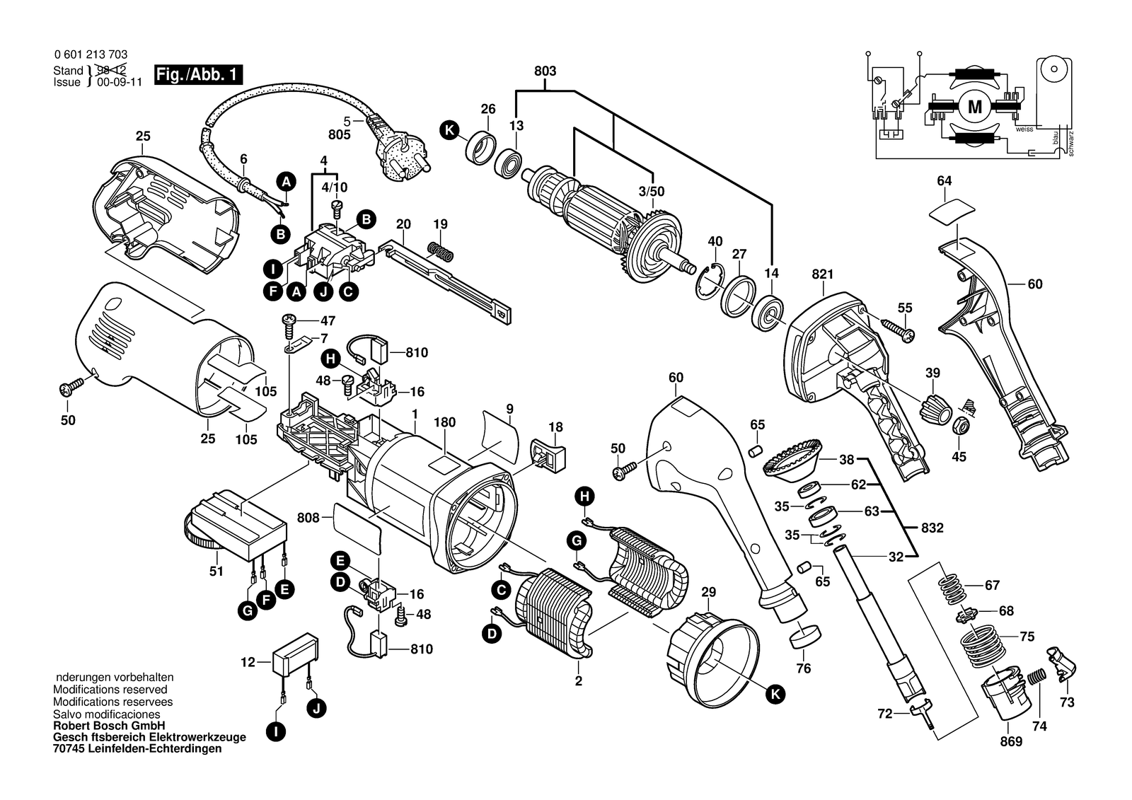 Bosch GEB 1000 CE parts diagram, sheet 1