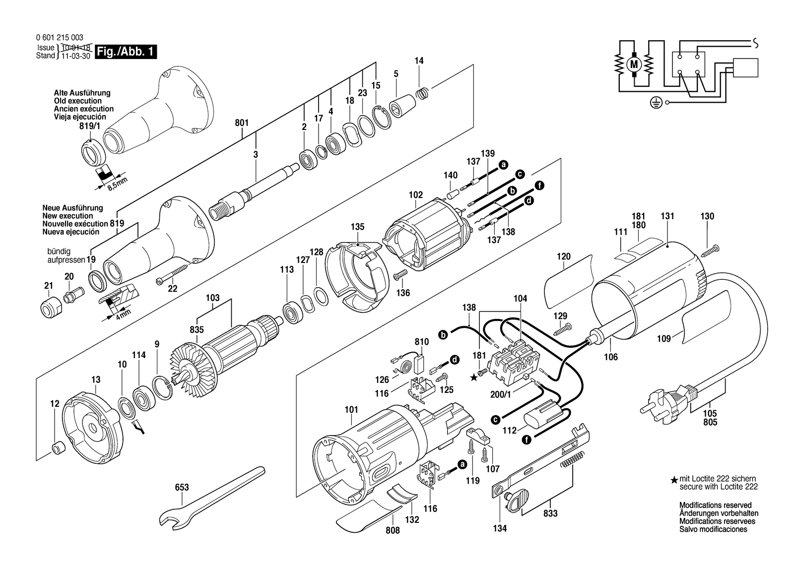 Bosch 1215 parts diagram, sheet 1