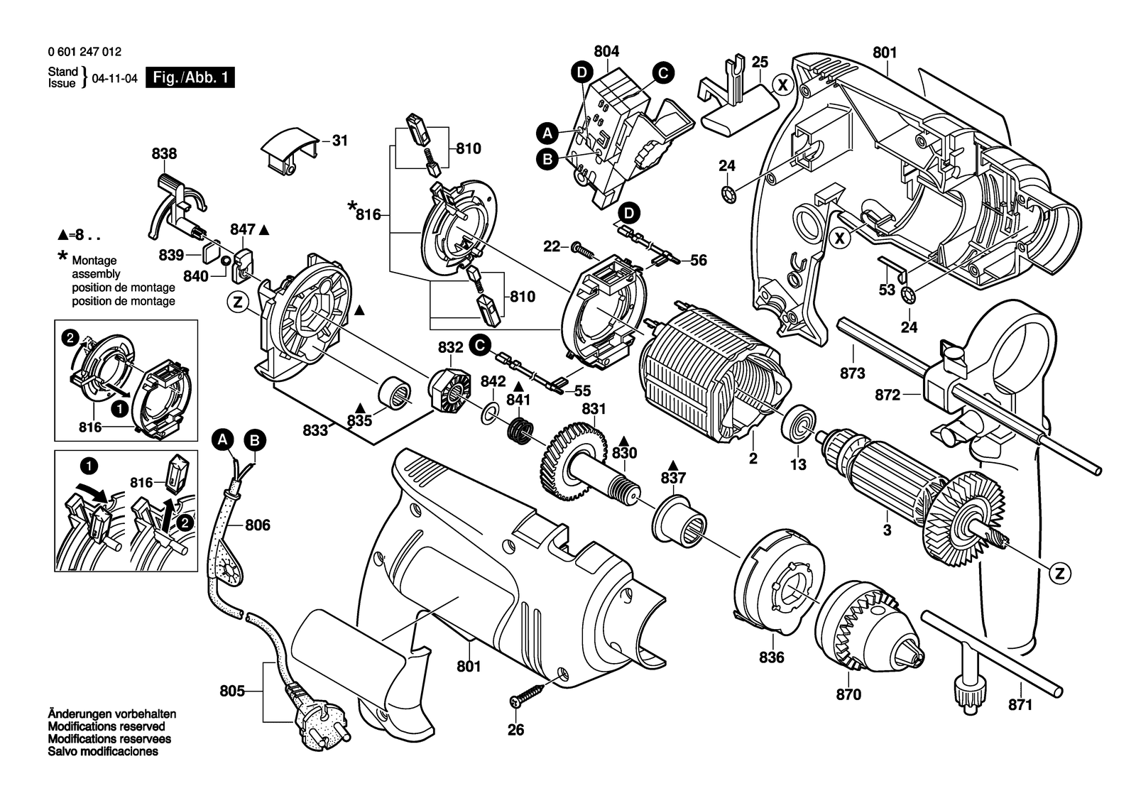 Bosch GSB 16-2 parts diagram, sheet 1
