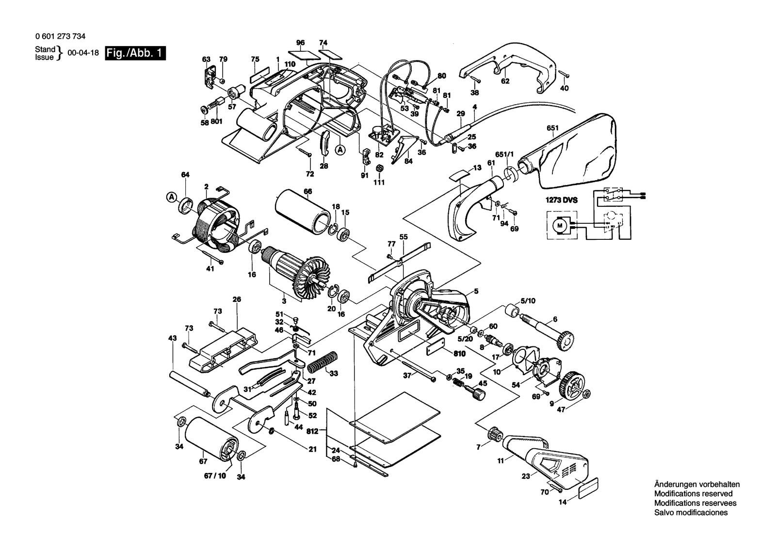 Bosch 1273 DVS parts diagram, sheet 1