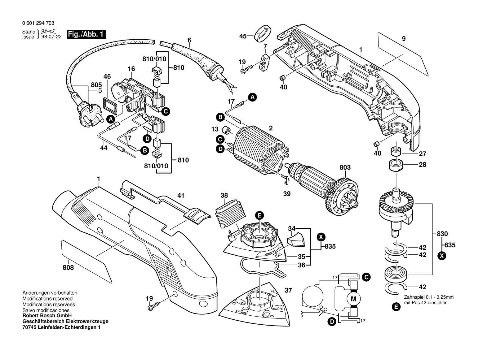 Bosch GDA 280 E parts diagram, sheet 1
