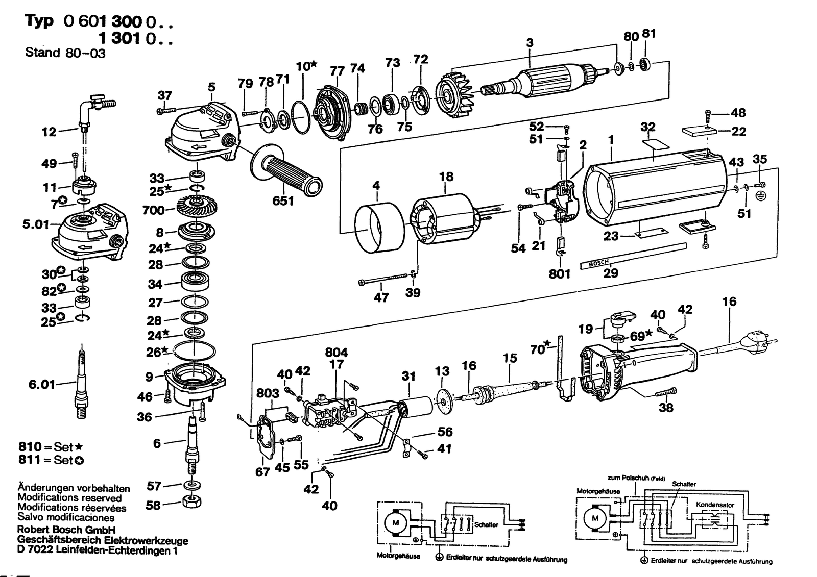Bosch USW(J)77 parts diagram, sheet 1