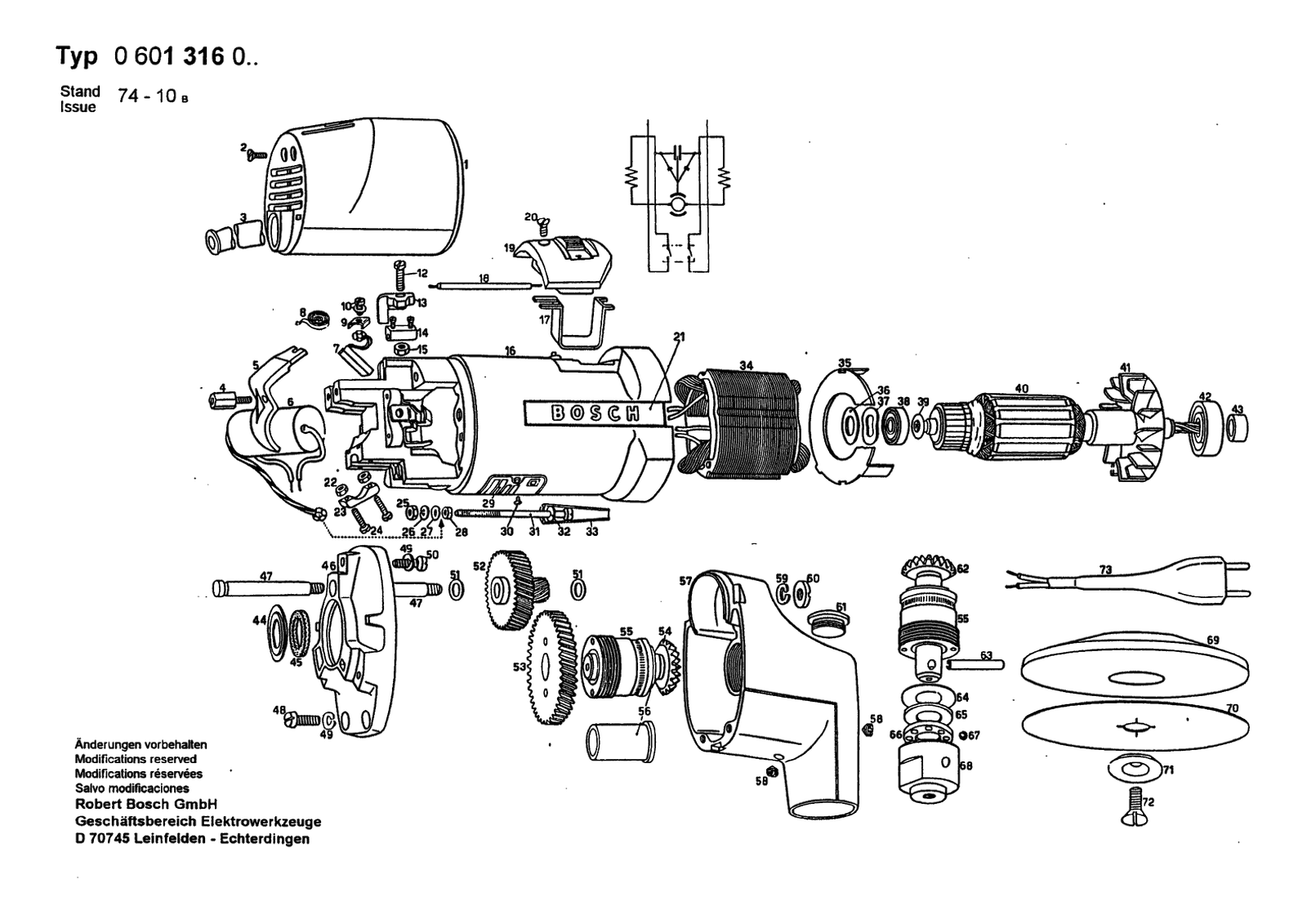 Bosch 0601316001 parts diagram, sheet 1