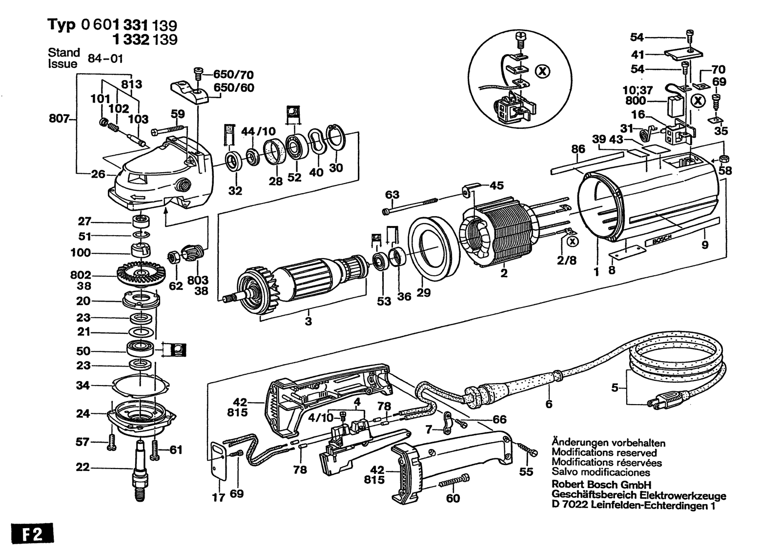 Bosch 0601331139 parts diagram, sheet 1