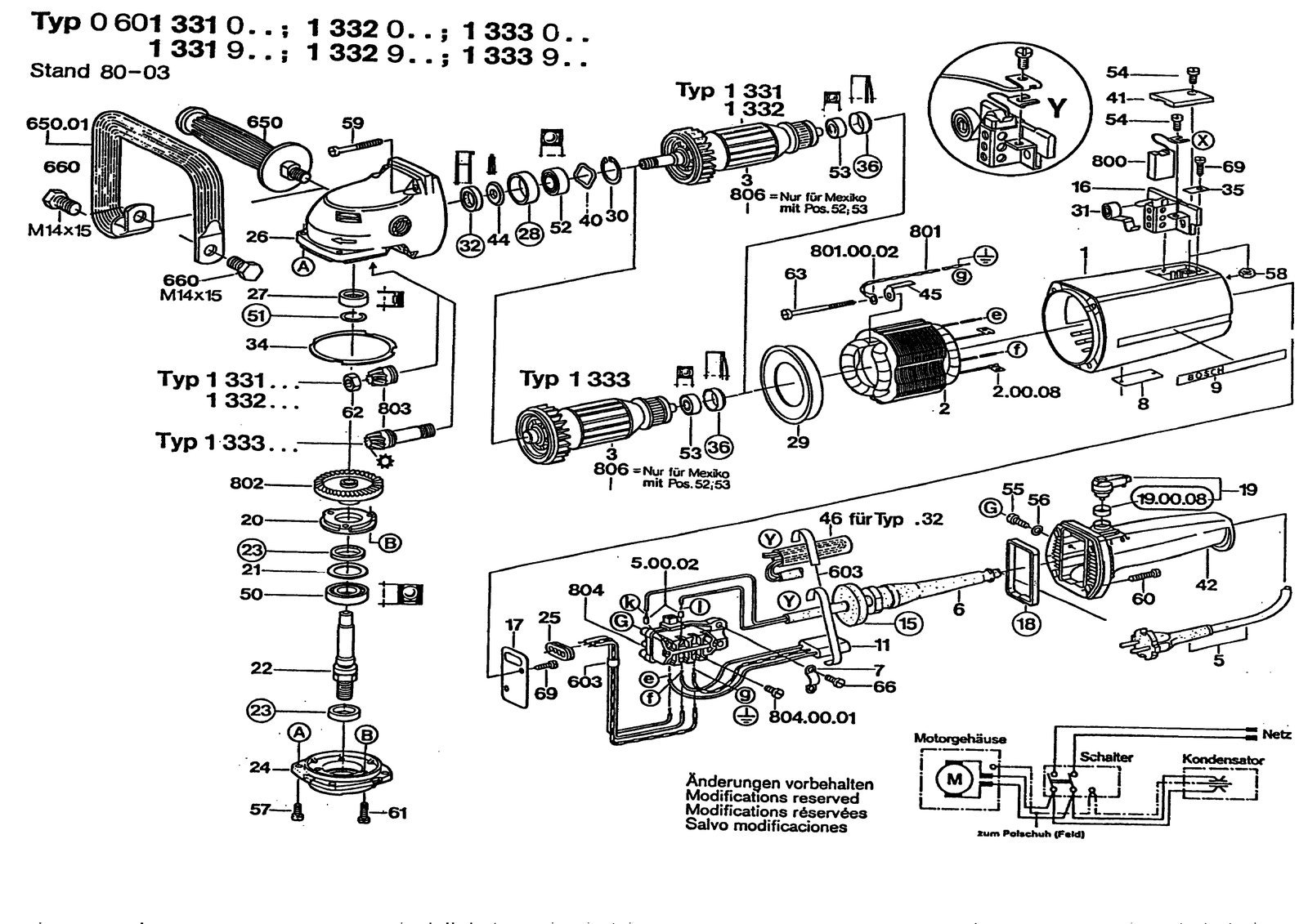 Bosch 1333 parts diagram, sheet 1