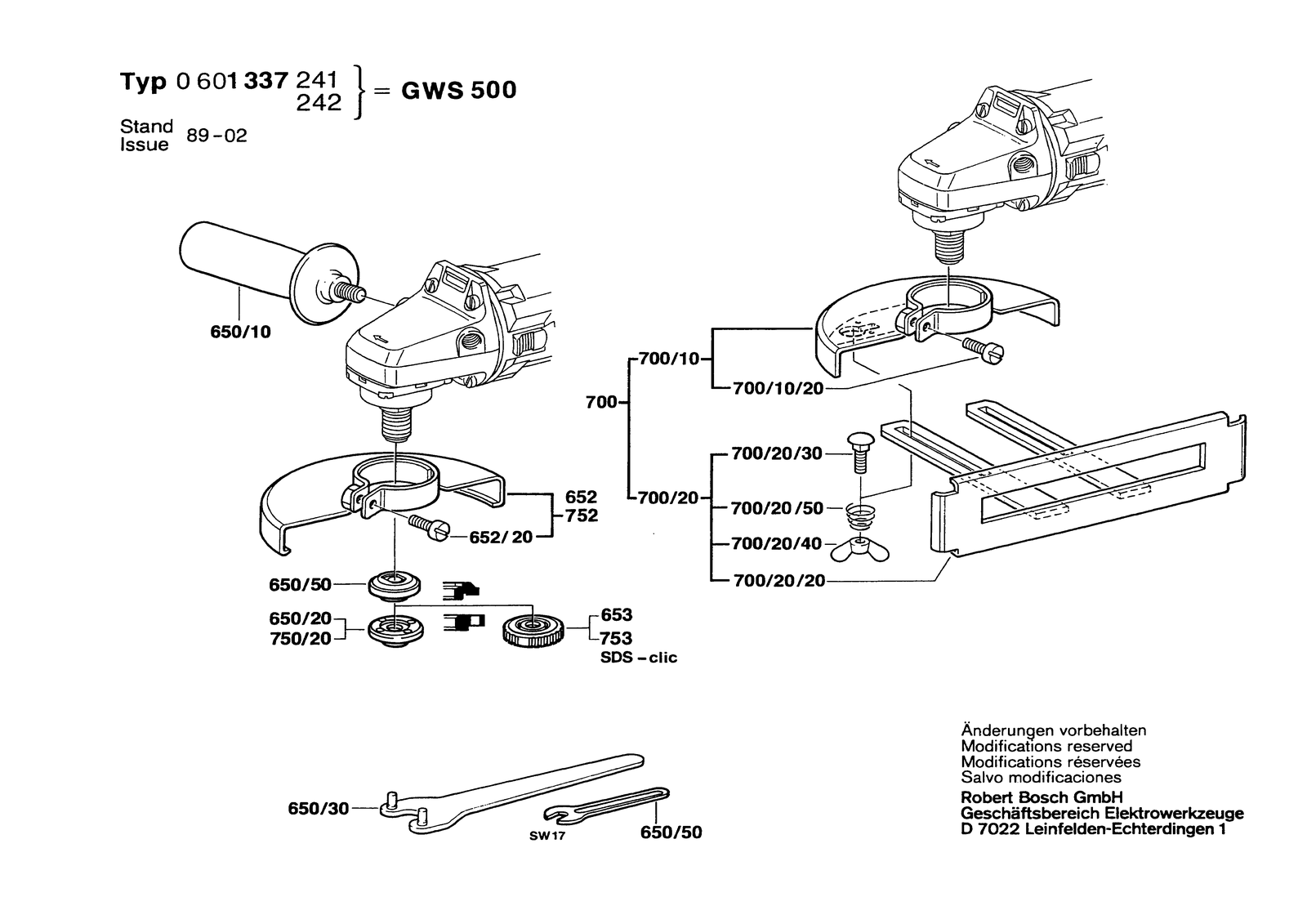 Bosch GWS 500 parts diagram, sheet 2