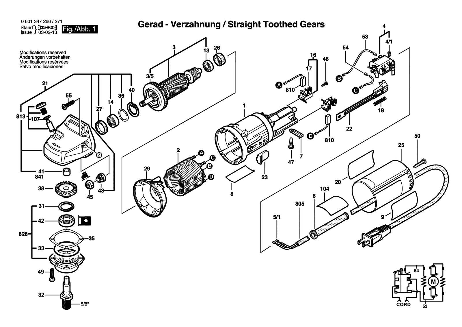 Bosch 1347 A parts diagram, sheet 1