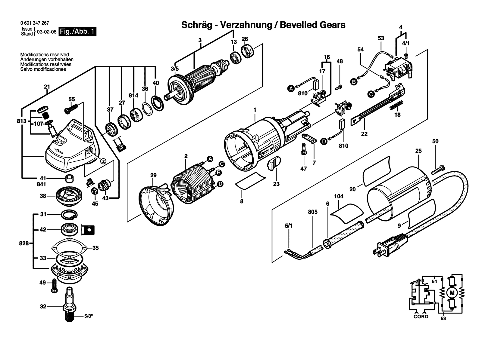 Bosch 1347A parts diagram, sheet 1