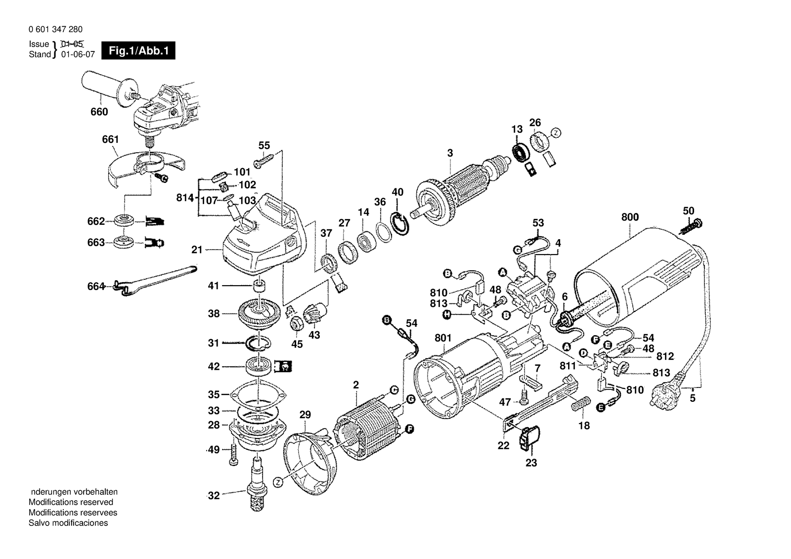 Bosch GWS 7-115 parts diagram, sheet 1