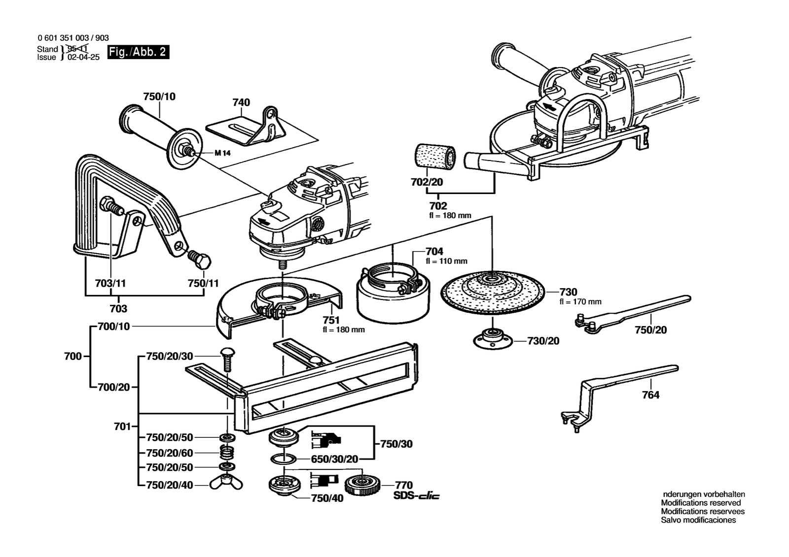 Bosch GWS 18-180 parts diagram, sheet 2