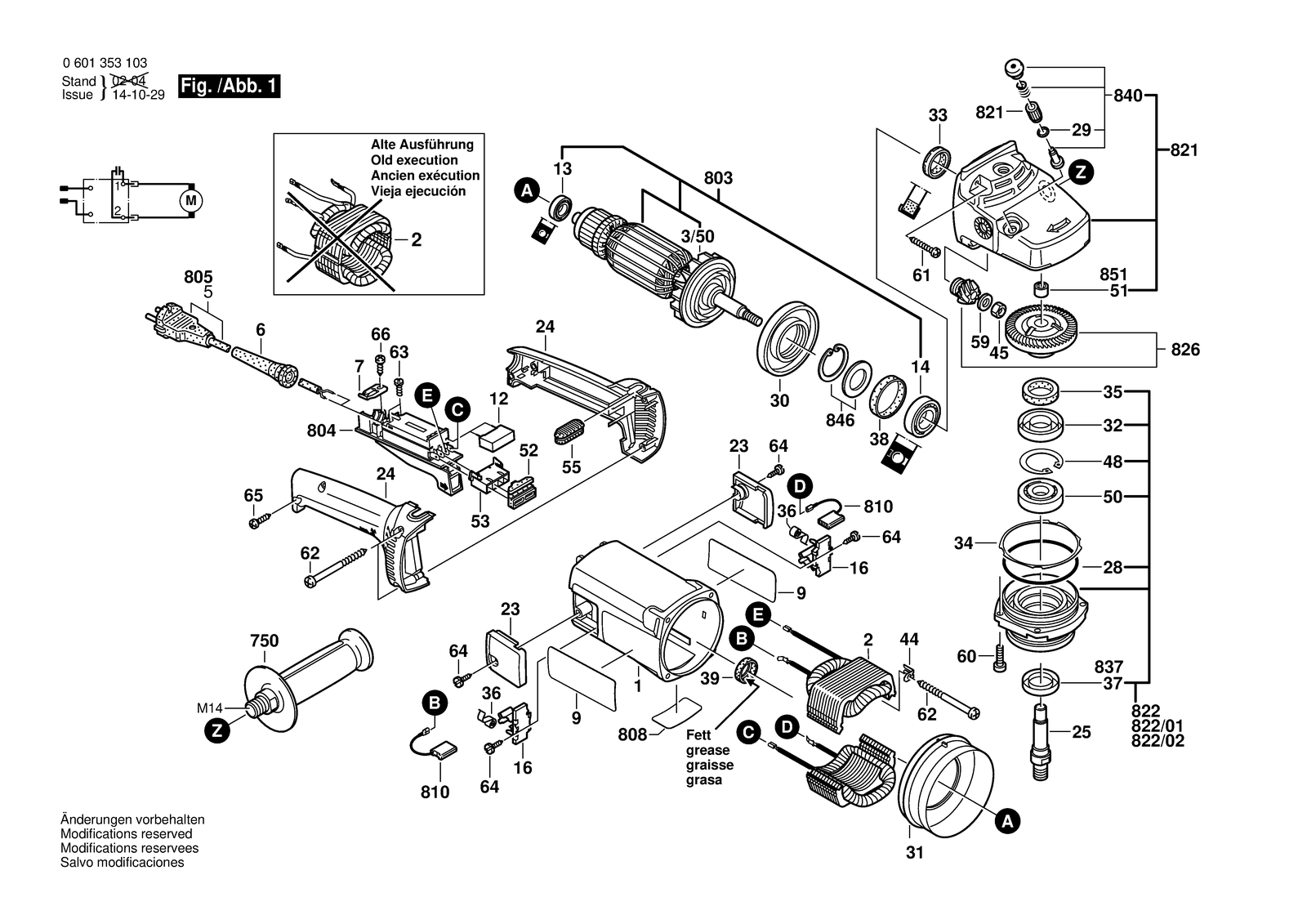 Bosch GWS 21 U parts diagram, sheet 1