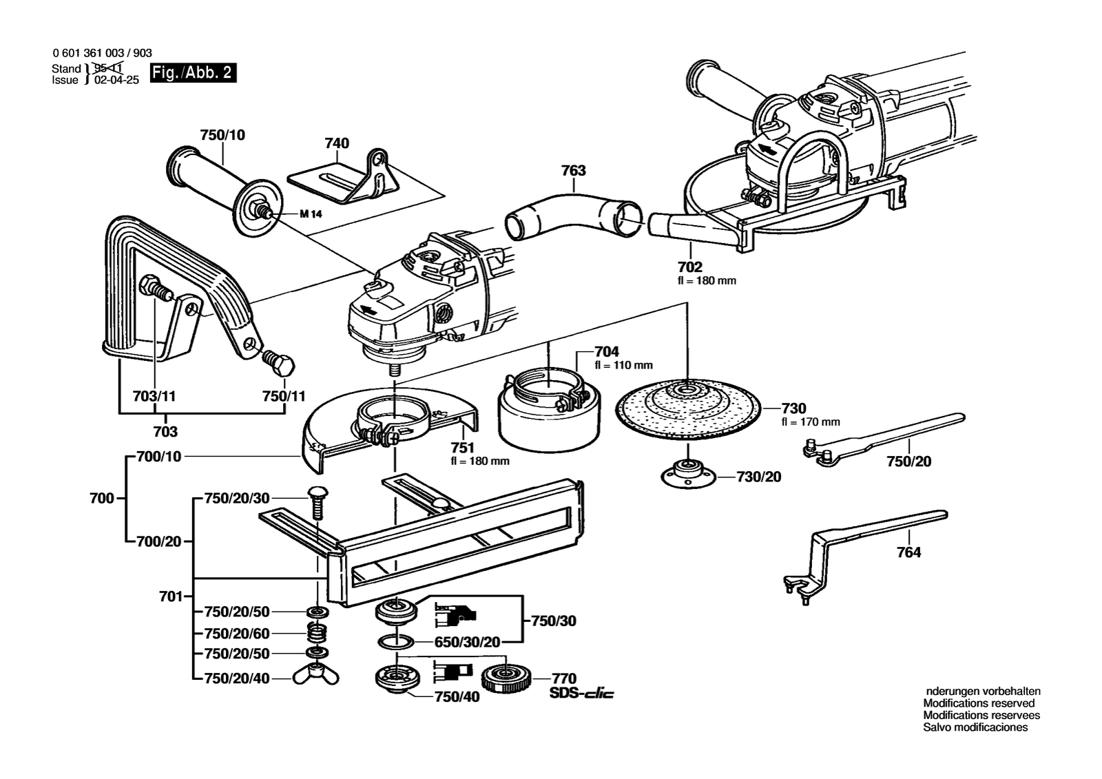 Bosch GWS 23-180 parts diagram, sheet 2