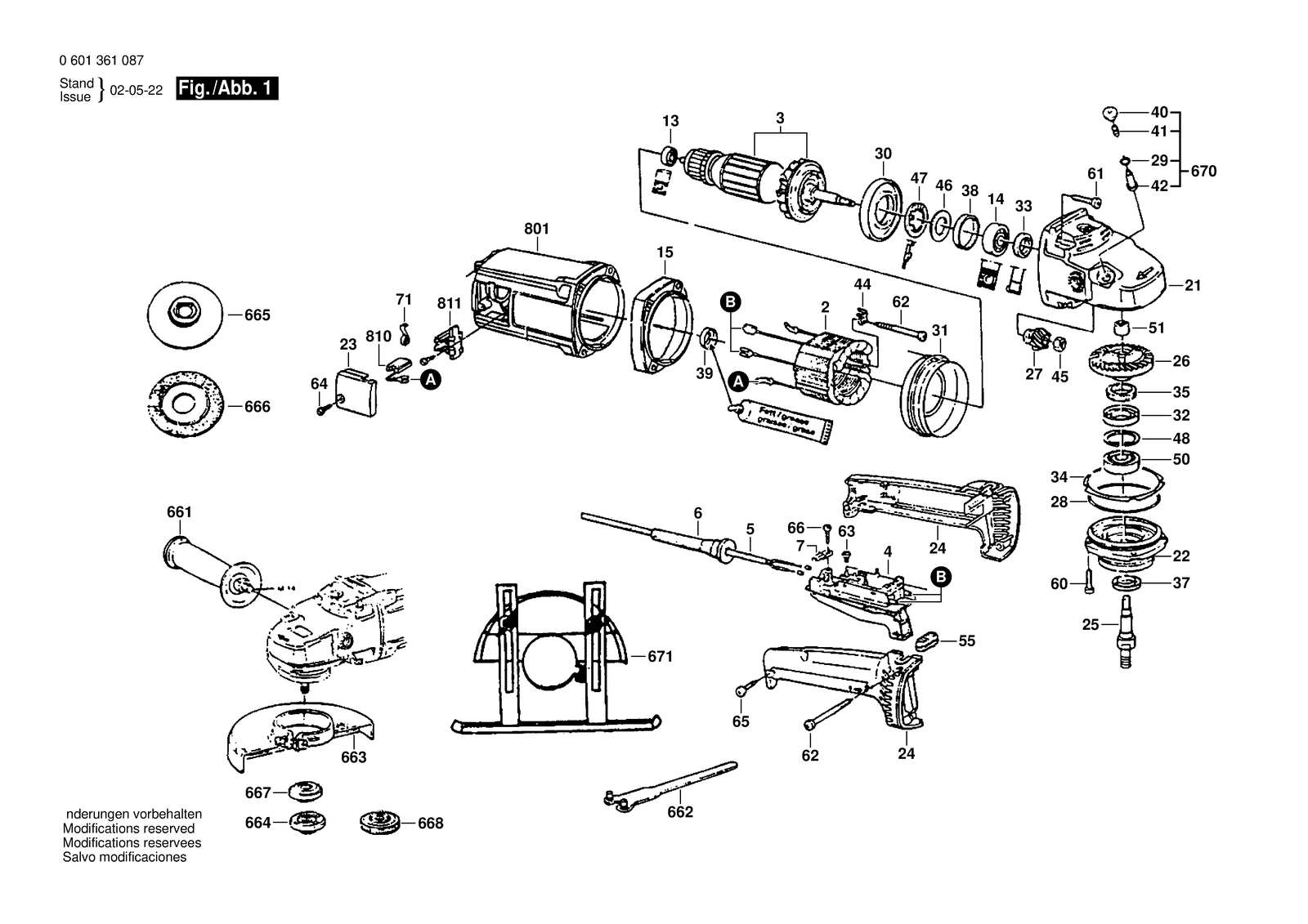 Bosch GWS 23-180 parts diagram, sheet 1
