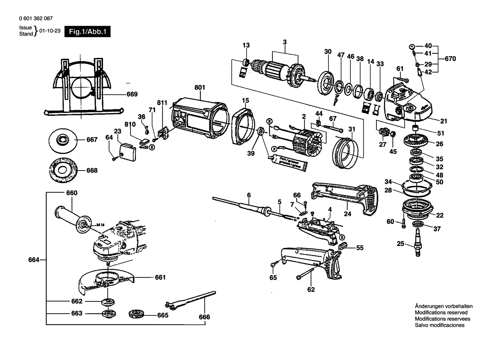 Bosch GWS 23-230 parts diagram, sheet 1