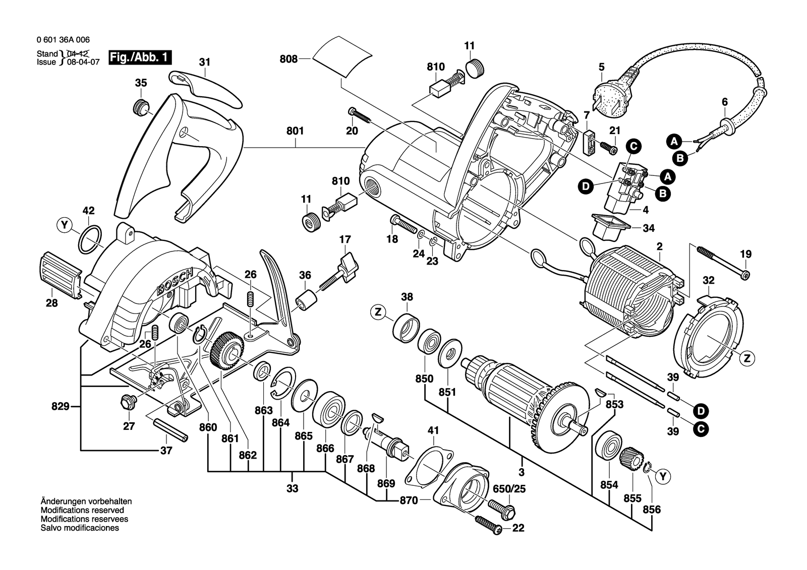 Bosch GDM 12-34 parts diagram, sheet 1