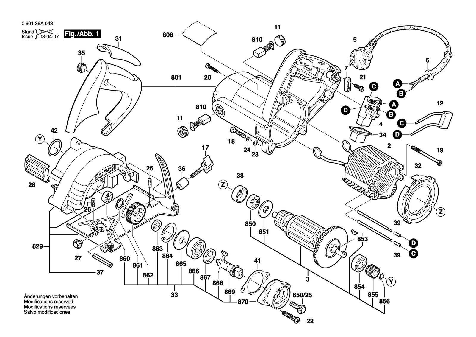 Bosch GDM 12-34 parts diagram, sheet 1