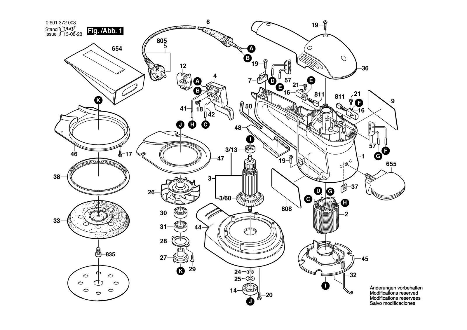 Bosch GEX 125 A parts diagram, sheet 1