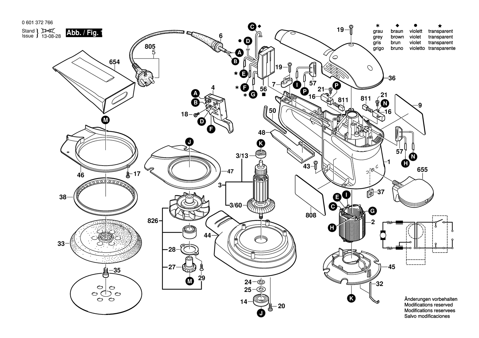 Bosch EX 150 AC parts diagram, sheet 1