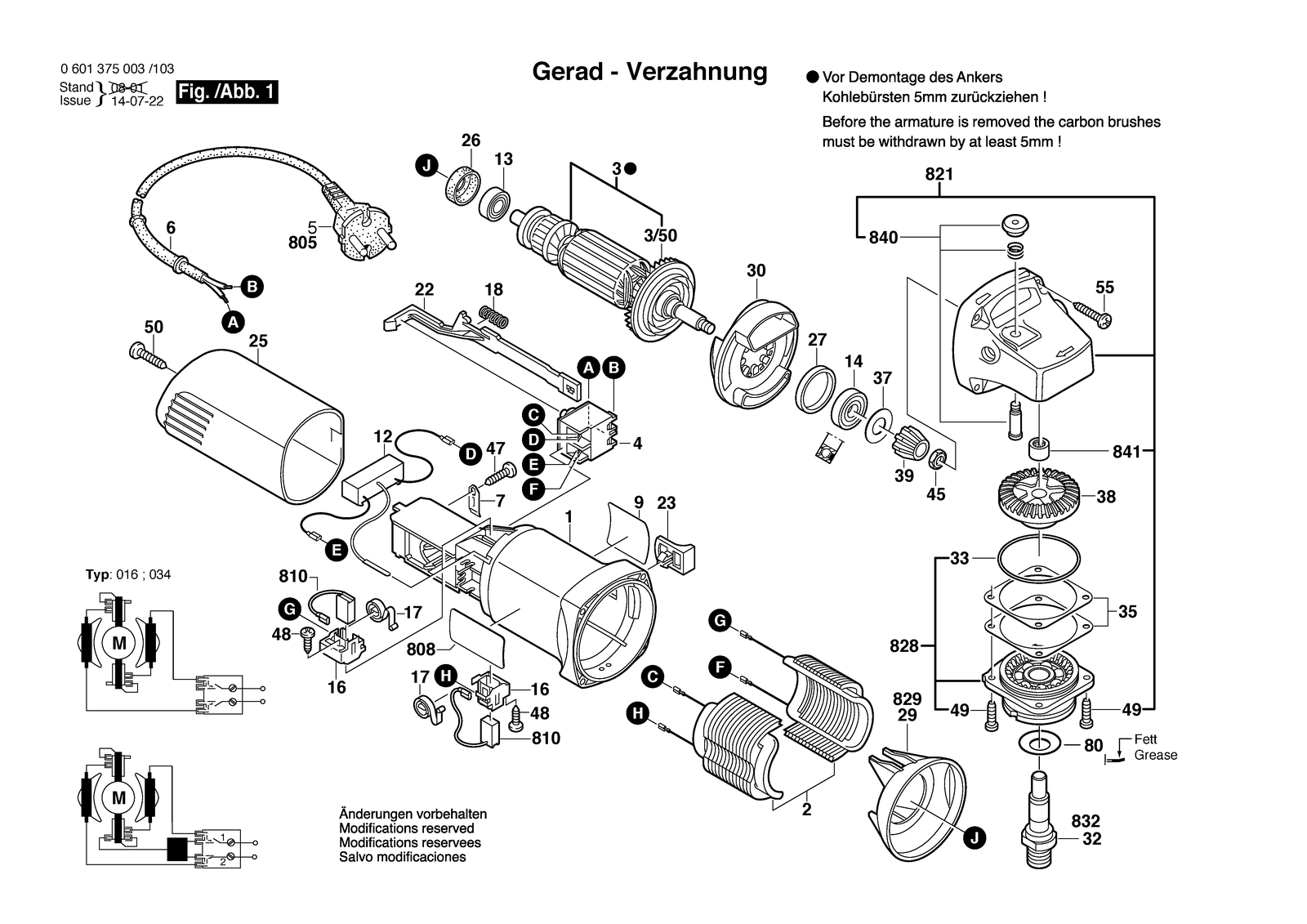 Bosch GWS 6-125 parts diagram, sheet 1