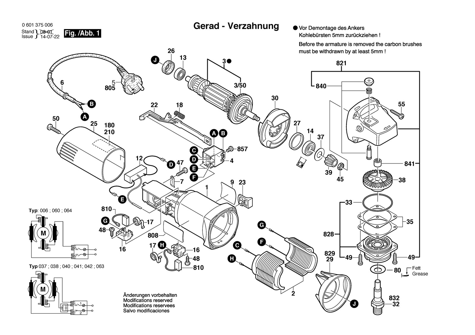 Bosch GWS 6-100 parts diagram, sheet 1