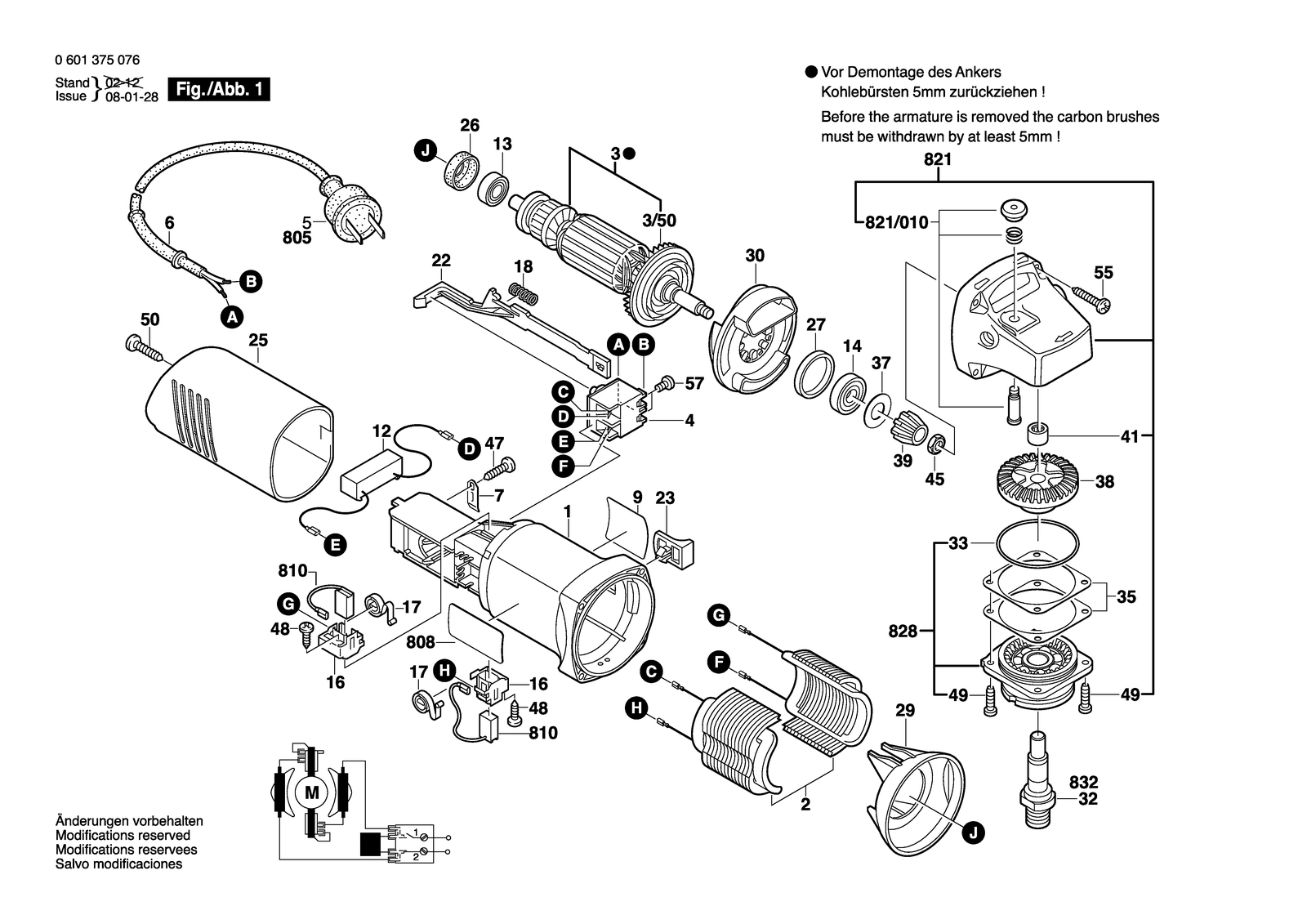 Bosch AG 100 S parts diagram, sheet 1